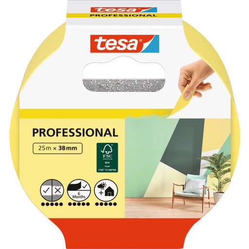 tesa Masking Tape Professional 25m x 38mm Gul tesa Masking Tape Professional 25m x 38mm Gul