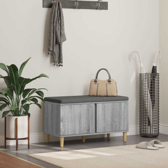 vidaXL Gangbenk Grå Sonoma 80 x 38 x 46 cm Konstruert treverk og stoff vidaXL Gangbenk Grå Sonoma 80 x 38 x 46 cm Konstruert treverk og stoff