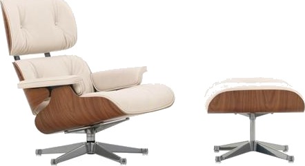 Vitra Eames Lenestol med Fotskammel Naturlig Valnøtt/72 snø/Aluminium Vitra Eames Lenestol med Fotskammel Naturlig Valnøtt/72 snø/Aluminium