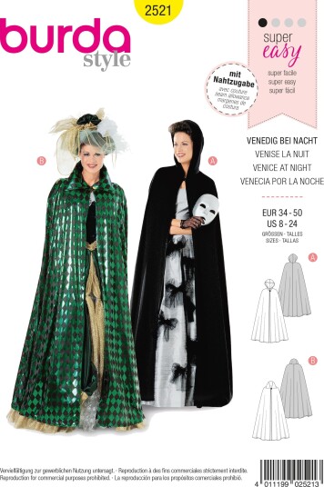 Burda 2521 Venezia Kappe EUR 34–50 Burda 2521 Venezia Kappe EUR 34–50