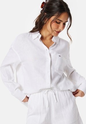 TOMMY JEANS OVR Linen Shirt YBR White M TOMMY JEANS OVR Linen Shirt YBR White M