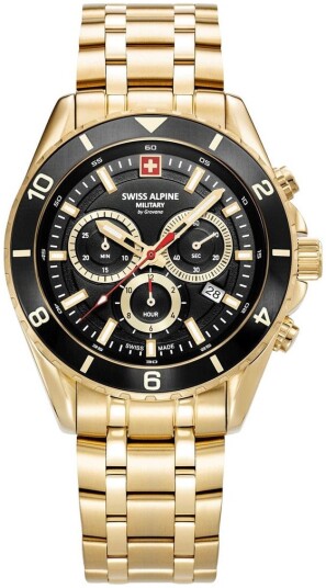 Swiss Alpine Military Herreklokke 7034.9117 Sierra Sort/Gulltonet