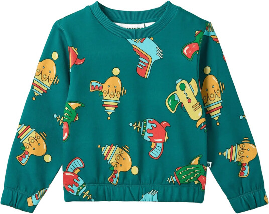 Småfolk Yapeen Sweatshirt With Space Blasters Green 92 98