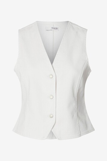 Selected Femme Jeansvest slfLexia SL White Denim Vest Hvit