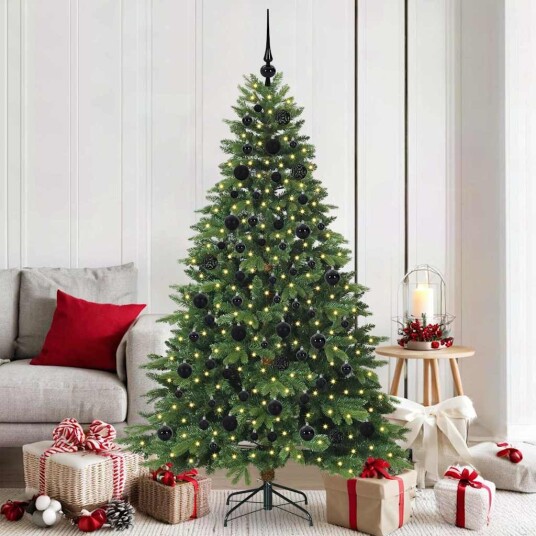  Kunstig juletre med 300 LED med stativ grønn 180 cm PE og PVC
