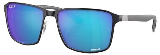 Ray-Ban RB3721CH Black On Silver Green Mir Blue Polar