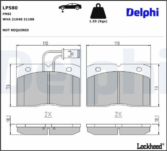 DELPHI LP580 Bremseklosser DELPHI LP580 Bremseklosser