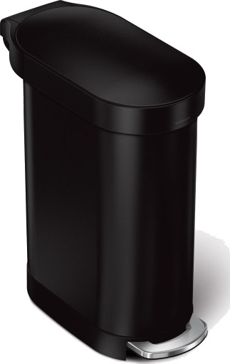 Smal pedalbøtte 45 l svart