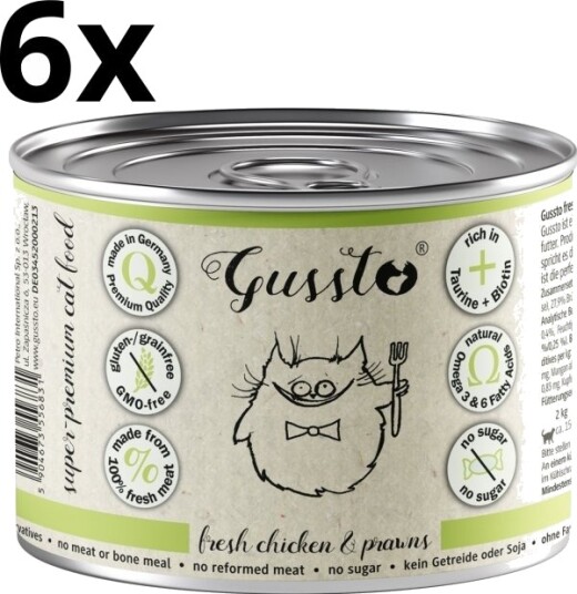 Gussto Fresh Kylling Reker Våtfôr 6 X 200 G