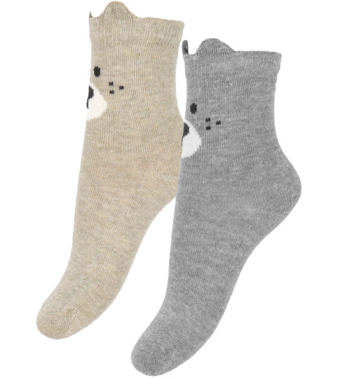 Minymo Light Grey Melange Strømper Med 3D Effekt 2-pak 31-34