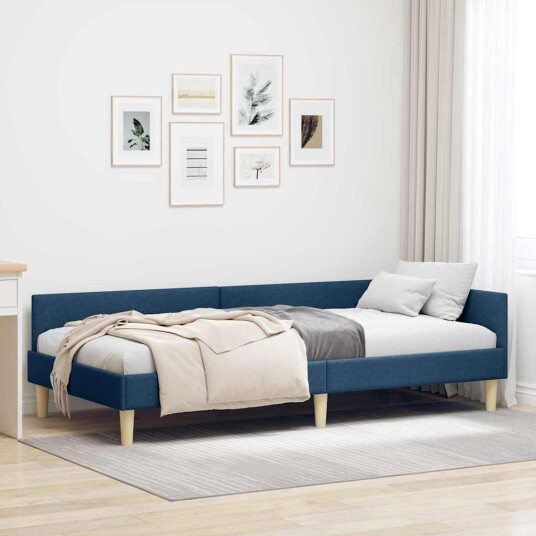 Hjørnesengramme Annet Blå 100 x 200 cm Stoff og Konstruert tre Hjørnesengramme Annet Blå 100 x 200 cm Stoff og Konstruert tre