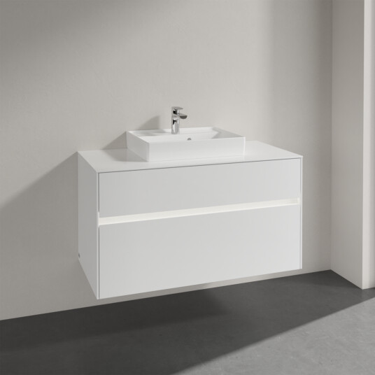VILLEROY & BOCH COLLARO SERVANTSKAP 100 M/LYS FOR SERVANT MIDT 50 M/2 SKUFFER HVIT HØYGLANS VILLEROY & BOCH COLLARO SERVANTSKAP 100 M/LYS FOR SERVANT MIDT 50 M/2 SKUFFER HVIT HØYGLANS