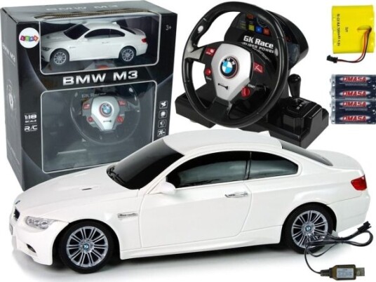 Leantoys Import Leantoys Fjernkontroll Bil Bmw M3 Hvit 2,4 G Fjernkontroll Ratt 1:18 Lydlys