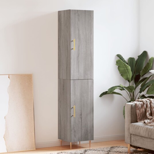 vidaXL Highboard grå sonoma 34,5x34x180 cm konstruert tre 8720845482053