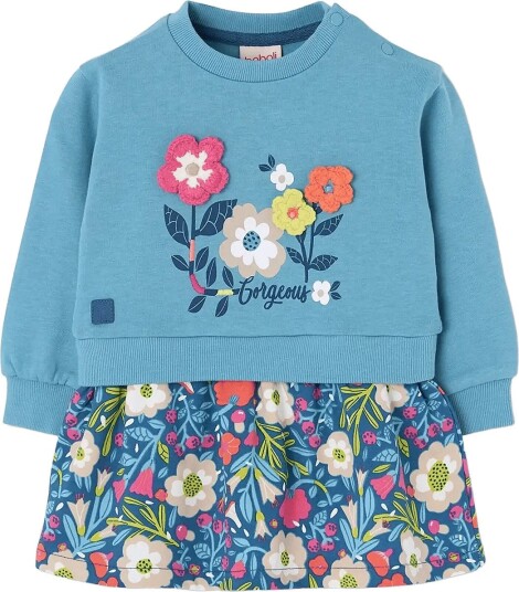 Boboli Fleece Combined Dress For Girl Bci LAKE 92