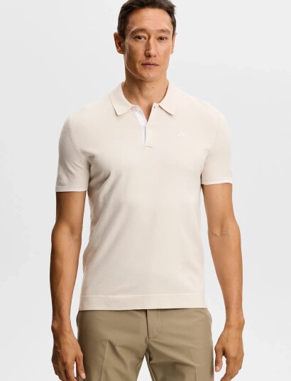 J. Lindeberg Matheo Knit Golf Polo   Cream   L
