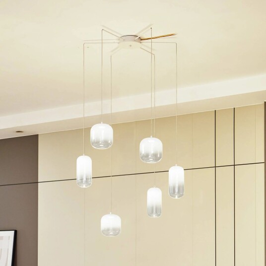 Lucande LED-pendel Avelina hvit 6 lys