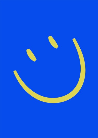 Plakat Blå Smiley Ansikt