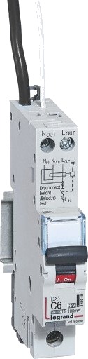 Legrand DX³ RCBO kombinasjonsbryter C6 1P svart-N 100mA type-A 1M 6/10kA