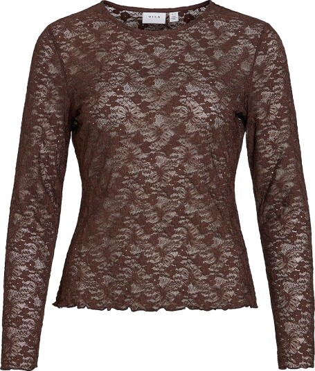 Vila Topp Vifay O Neck L/S Top Brun