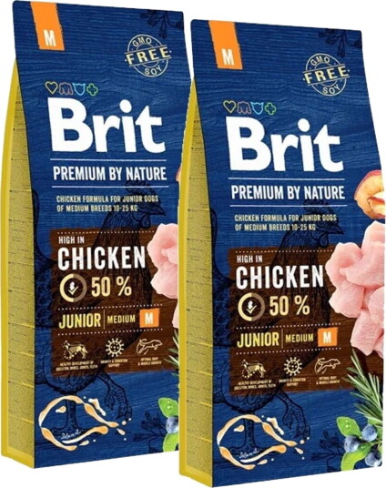 Brit Premium By Nature Dog Junior Medium Chicken 2X15 kg