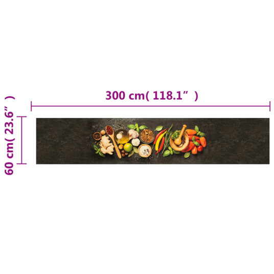  Kjøkkenteppe vaskbar krydder 60x300 cm fløyel 8721012918924