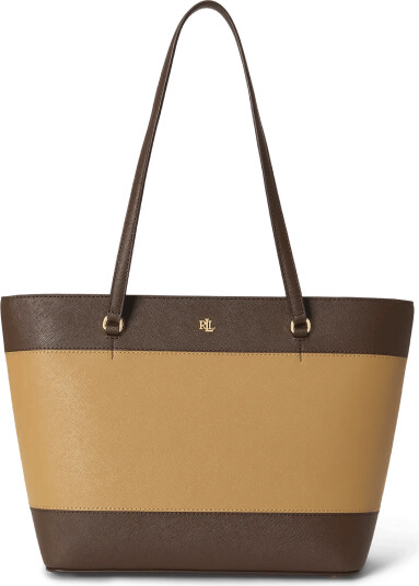 Lauren Ralph Lauren Striped Leather Medium Karly Tote Bag Beige ONE SIZE Lauren Ralph Lauren Striped Leather Medium Karly Tote Bag Beige ONE SIZE