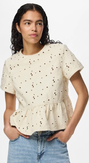 Pieces Pcella Ss Top Dnm D2D Cream XS