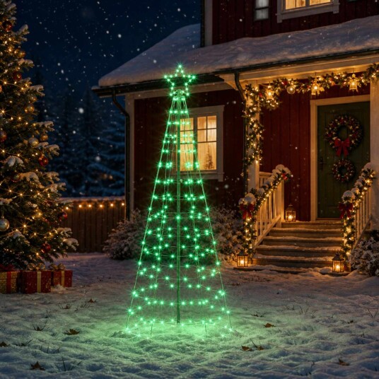 vidaXL LED juletre 180 cm 168 LED-lys RGB Stål RGB