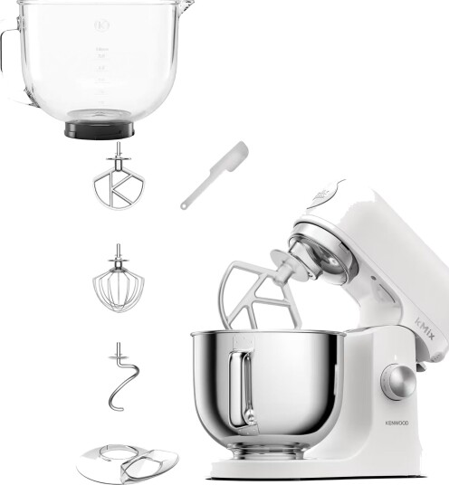 Kenwood KMX751A kjøkkenmaskin med ekstra glassbolle 5 liter hvit Kenwood KMX751A kjøkkenmaskin med ekstra glassbolle 5 liter hvit