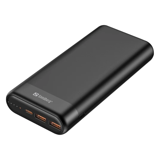 Sandberg 20000 mAh Powerbank med 65W PD og 2x QC3.0 - Svart