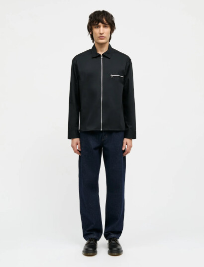 Mads Nørgaard Narrow Twill Dexter Zip Shirt - Black - M Mads Nørgaard Narrow Twill Dexter Zip Shirt - Black - M