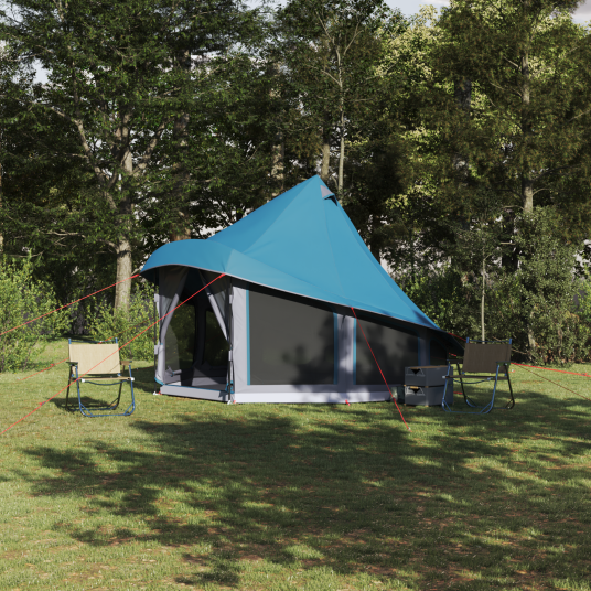 Tipi telt med tak med lagring Blå 404 x 370 x 270 cm taft