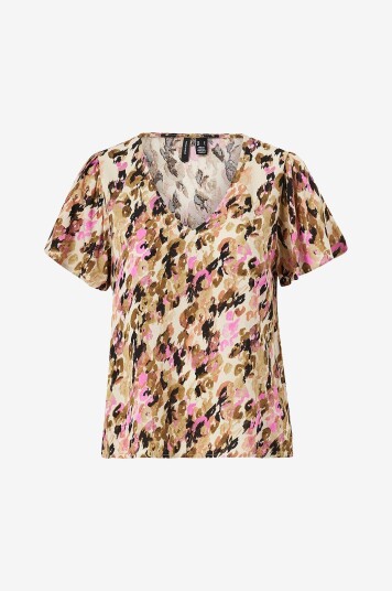 Vero Moda - Bluse vmEasy V-neck SS Blouse Wvn - Brun