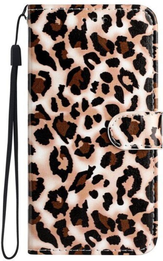 EIDERWOOD iPhone 17 Kunstskinn Flip Deksel med Lommebok & Stropp – Leopard