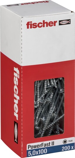 Fischer Treskrue PowerFast II Galvanisert TX (5,0 × 100 mm) 200 Stk. Fischer Treskrue PowerFast II Galvanisert TX (5,0 × 100 mm) 200 Stk.