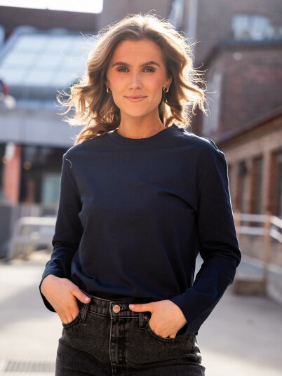 Selected Femme Essential Long Sleeve Boxy Tee Blå S Selected Femme Essential Long Sleeve Boxy Tee Blå S
