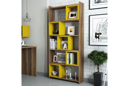 Bokhylle Amtorp 80 cm Brun|Gul