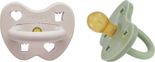 Hevea Smokker 3–36 Md. 2-pack Naturgummi Soft Pebble/Gre Hevea 3-36 md Smokk Beige Grønn
