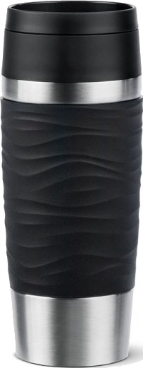 Emsa Travel Mug Waves Svart Rustfritt Stål Silikon Rustfritt Stål Polypropylen Pp 36 Ml 8,3 Cm 200 Mm