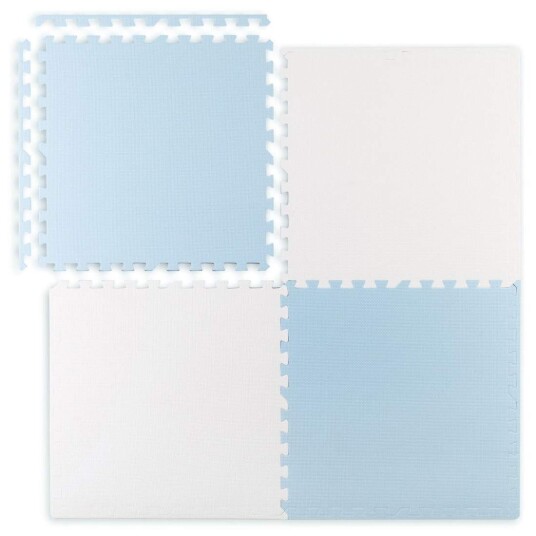 Ricokids stor puslespillmatte i skum 60x60 cm 4 stk blå og hvit