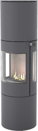 Viva L 160 platina frittstående biopeis med sideglass og ståldør Viva L 160 platina frittstående biopeis med sideglass og ståldør