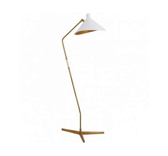 Mayotte Large Offset Floor Lamp Antique Brass/White Shade
