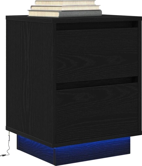 Nattskap med LED lys Sort 38x34x50 cm Nattskap med LED lys Sort 38x34x50 cm