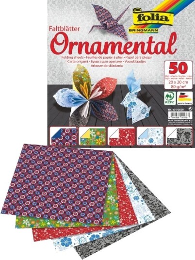 Folia Origamipapir Med Motiv 15x15cm 50 Ark Med 5 Mønsterfarger