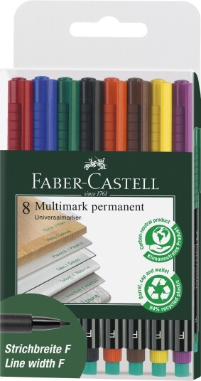 Faber-Castell - Marker Multimark permanent F wallet (8 pcs) (151309) Faber-Castell - Marker Multimark permanent F wallet (8 pcs) (151309)