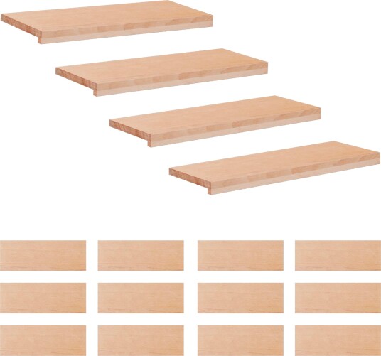 vidaXL Trappetrinn 16 stk. 80 x 25 x 2 cm Naturlig Massiv bøketre