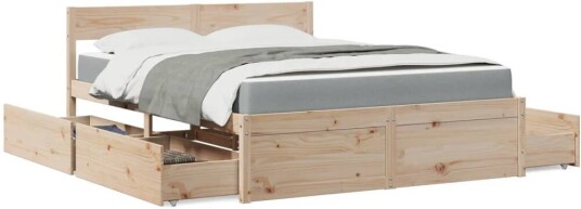 Seng med skuffer og madrass 160x200 cm heltre furu 8721102667909