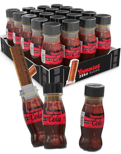 20 stk Yammiez Cola Zero Pop Kjærlighet i Mini Colaflaske Hel Eske 450 gram Sukkerfri
