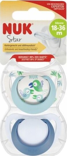 Nuk Star Smokk Silikon 18-36 mnd Blå 2-Pk